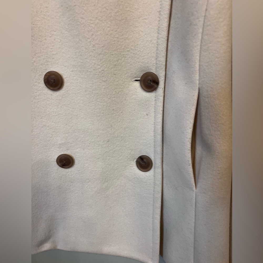 J. Crew Cream Wool Double-Breasted Pea Coat‎ – Women’s Size Medium - Picture 4 of 6
